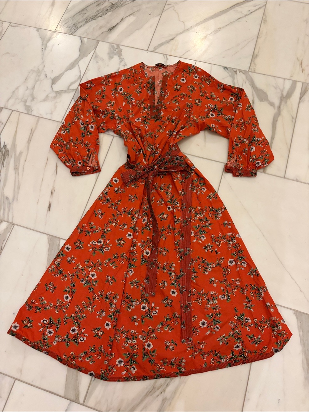 Tory Burch Orange Floral Maxi Dress